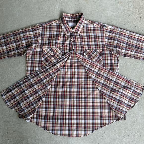 Vintage Western Plaid Work Shirt Wear-Guard Van Heusen 80s USA Made PC-207 XL - Picture 3 of 8